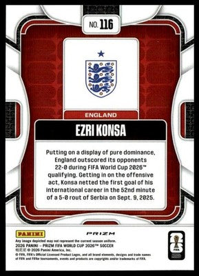 2026 Panini Prizm FIFA World Cup #116 Ezri Konsa Wave Prizms