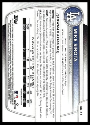 2025 Bowman Draft #BD-11 Mike Sirota