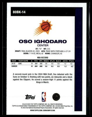 2025-26 Topps #80BK-14 Oso Ighodaro 1980-81 Topps Basketball