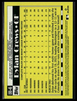 2025 Topps Update #U90-46 Dylan Crews 1990 Topps Baseball 35th Foil