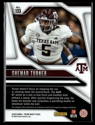 2025 Panini Prizm Draft Picks #133 Shemar Turner