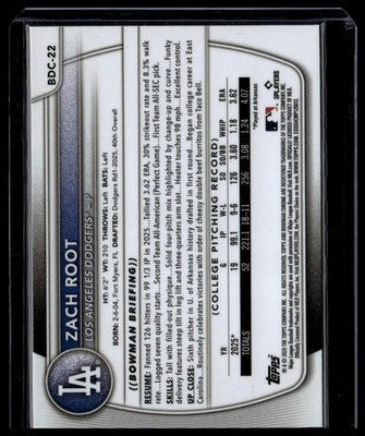 2025 Bowman Draft #BDC-22 Zach Root Chrome