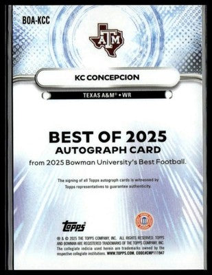 2025 Bowman University Best #BOA-KCC KC Concepcion Best Of 2025 Autographs