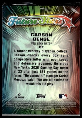 2026 Topps Chrome #FS-10 Carson Benge Future Stars