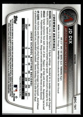2025 Bowman Draft #BD-161 JD Dix