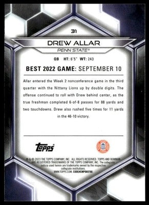 2023 Bowman University Best #31 Drew Allar
