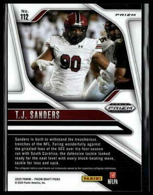 2025 Panini Prizm Draft Picks #112 T.J. Sanders Prizms Silver