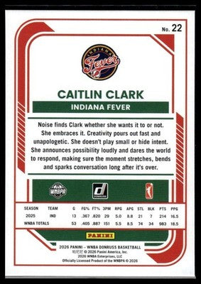2026 Donruss WNBA #22 Caitlin Clark Holo