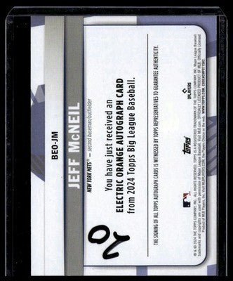 2024 Topps Big League #BEO-JM Jeff McNeil Base Electric Orange Autographs