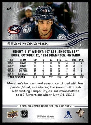 2025-26 Upper Deck #45 Sean Monahan