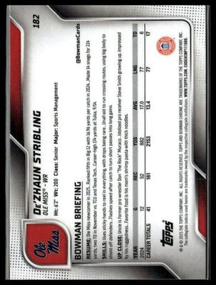 2025 Bowman University Chrome #182 De'Zhaun Stribling