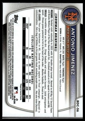 2025 Bowman Draft #BDC-56 Antonio Jimenez Chrome