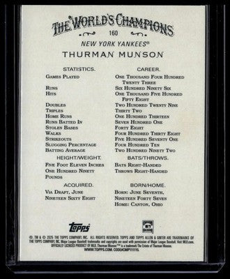 2025 Topps Allen & Ginter #160 Thurman Munson