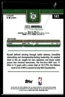 2025-26 Topps Chrome Update #141 Bill Russell X-Fractor