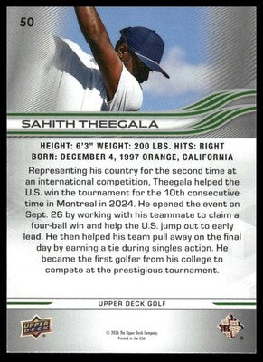 2026 Upper Deck #50 Sahith Theegala