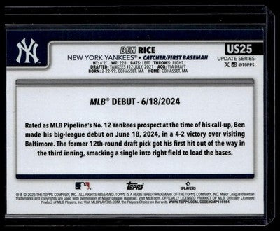 2025 Topps Update #US25 Ben Rice Parallel