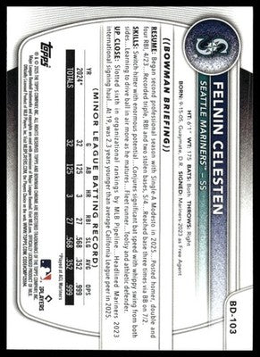 2025 Bowman Draft #BD-103 Felnin Celesten