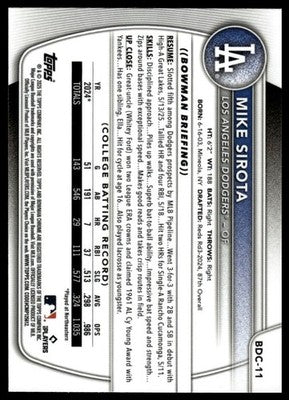 2025 Bowman Draft #BDC-11 Mike Sirota Chrome