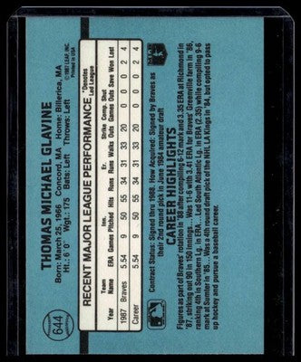 1988 Donruss #644 Tom Glavine