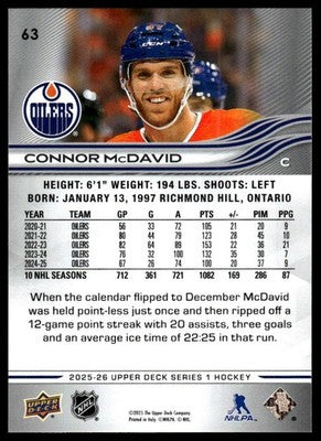 2025-26 Upper Deck #63 Connor McDavid
