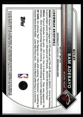 2025-26 Bowman #BCV-89 Bam Adebayo Chrome Mojo Refractors