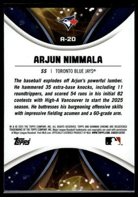 2025 Bowman Draft #A-20 Arjun Nimmala Axis Refractor #/250