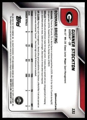 2025 Bowman University Chrome #131 Gunner Stockton