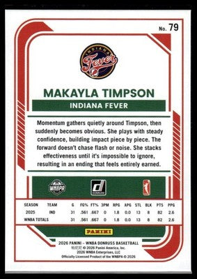 2026 Donruss WNBA #79 Makayla Timpson Holo