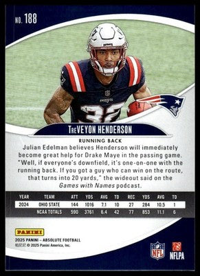 2025 Panini Absolute #188 TreVeyon Henderson Blue