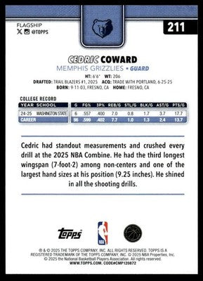 2025-26 Topps #211 Cedric Coward