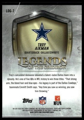 2025 Topps Chrome #LOG-7 Troy Aikman Legends of the Gridiron