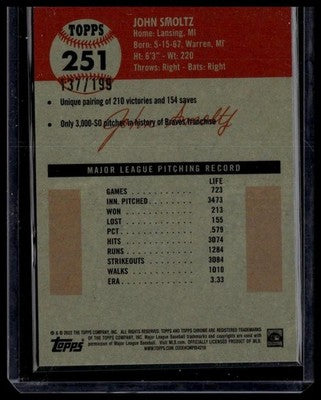 2022 Topps Chrome Platinum Anniversary #251 John Smoltz Refractor