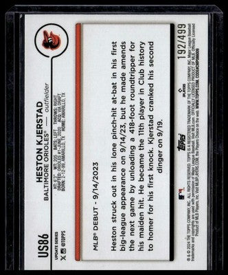 2024 Topps Update #US86 Heston Kjerstad Aqua
