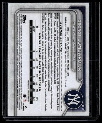 2024 Bowman #BP-79 George Lombard Jr. Prospects