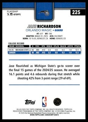 2025-26 Topps #225 Jase Richardson