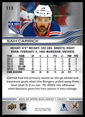 2025-26 Upper Deck #113 Sam Carrick