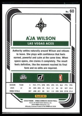 2026 Donruss WNBA #60 A'ja Wilson Holo