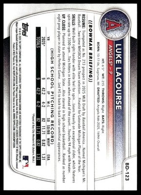 2025 Bowman Draft #BD-123 Luke LaCourse