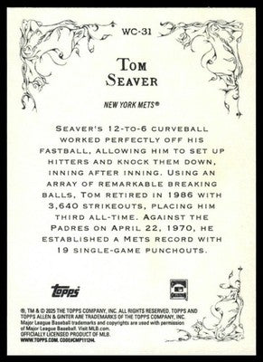 2025 Topps Allen & Ginter #WC-31 Tom Seaver Wicked Curves