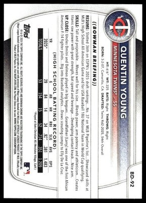 2025 Bowman Draft #BD-92 Quentin Young