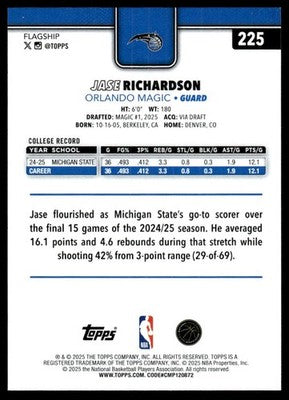 2025-26 Topps #225 Jase Richardson