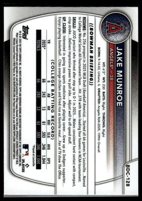 2025 Bowman Draft #BD-128 Jake Munroe