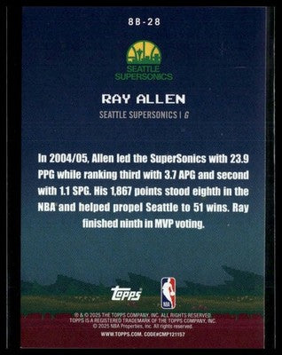 2025-26 Topps #8B-28 Ray Allen 8-Bit Ballers