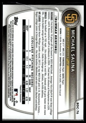 2025 Bowman Draft #BD-76 Michael Salina