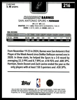 2025-26 Topps Chrome #216 Harrison Barnes