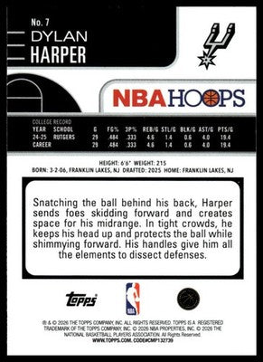 2025-26 Hoops #7 Dylan Harper
