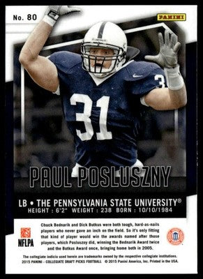 2015 Panini Prizm Collegiate Draft Picks #80 Paul Posluszny