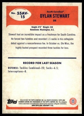 2025 Bowman University Chrome #55AV-15 Dylan Stewart 1955 Bowman Football