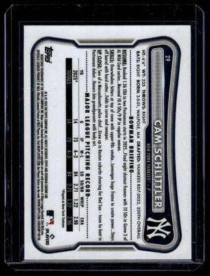 2026 Bowman Chrome #29 Cam Schlittler Red Logo Variation Rare