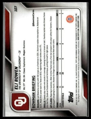 2025 Bowman University Chrome #107 Eli Bowen